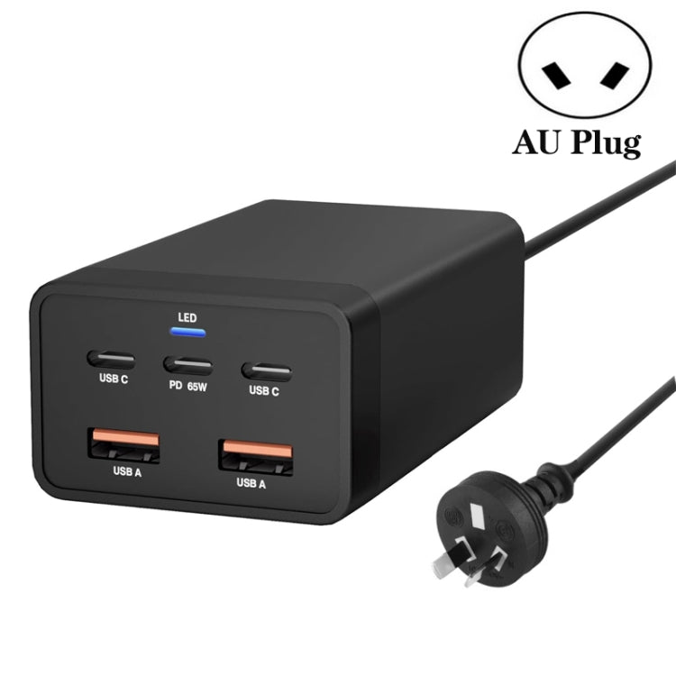 GAN 125W PD65W Dual Type-C + QC3.0 USB Multi Compatible Notebook Adapter, EU Plug, US Plug, UK Plug, AU Plug