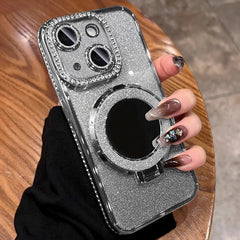 Rhinestone Mirror Glitter MagSafe TPU Phone Case, For iPhone 15, For iPhone 14 Plus