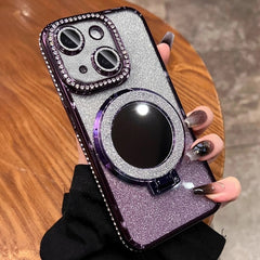 Rhinestone Mirror Glitter MagSafe TPU Phone Case, For iPhone 15, For iPhone 14 Plus