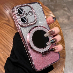 Rhinestone Mirror Glitter MagSafe TPU Phone Case, For iPhone 16, For iPhone 15 Pro Max