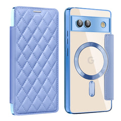 Shield Magsafe RFID Anti-theft Rhombus Leather Phone Case, For Google Pixel 7a