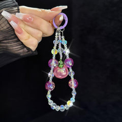 Large Peach Foil Bead Phone Chain
