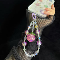 Large Peach Foil Bead Phone Chain