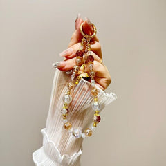 Alloy Butterfly Premium Gold Foil Bead Crystal Phone Chain
