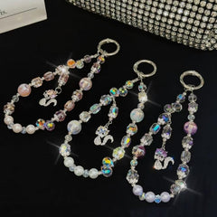 Fox Pendant Crystal Beads Mobile Phone Chain