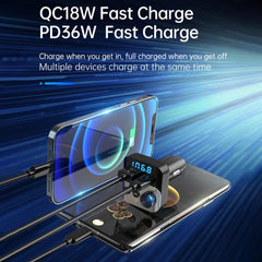 BC98 Car PD 36W Fast Charging QC3.0 Charger FM Transmitter Bluetooth 5.3 Hands-Free Call, BC98