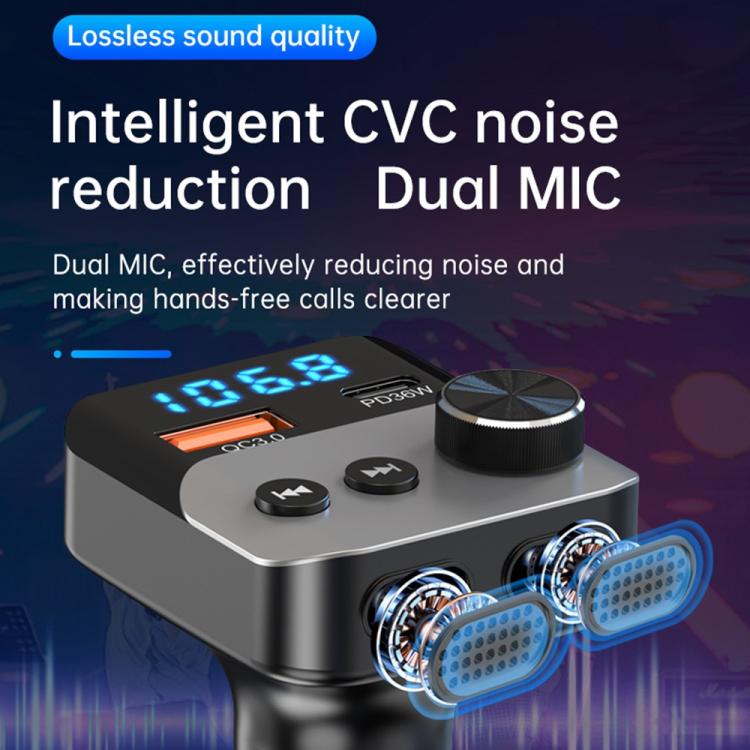 BC98 Car PD 36W Fast Charging QC3.0 Charger FM Transmitter Bluetooth 5.3 Hands-Free Call, BC98