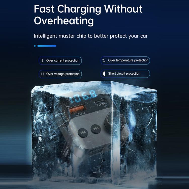 BC98 Car PD 36W Fast Charging QC3.0 Charger FM Transmitter Bluetooth 5.3 Hands-Free Call, BC98