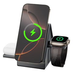 G68 15W Desktop Magnetic Charging Dock 3 in 1 Wireless Charger for Watch / Phone / Earbuds, G68