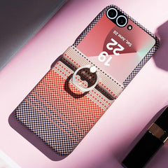 Rainbow Plaid Shell-Film Integrated Shockproof Phone Case, For Samsung Galaxy Z Flip7 5G, For Samsung Galaxy Z Flip6 5G, For Samsung Galaxy Z Flip5 5G
