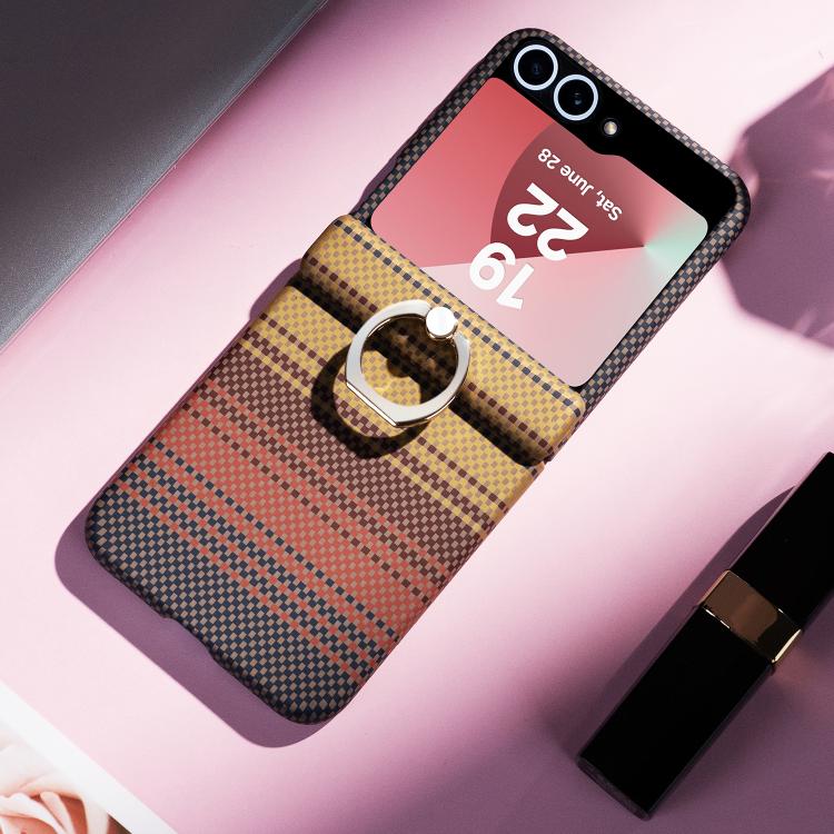 Rainbow Plaid Shell-Film Integrated Shockproof Phone Case, For Samsung Galaxy Z Flip7 5G, For Samsung Galaxy Z Flip6 5G, For Samsung Galaxy Z Flip5 5G
