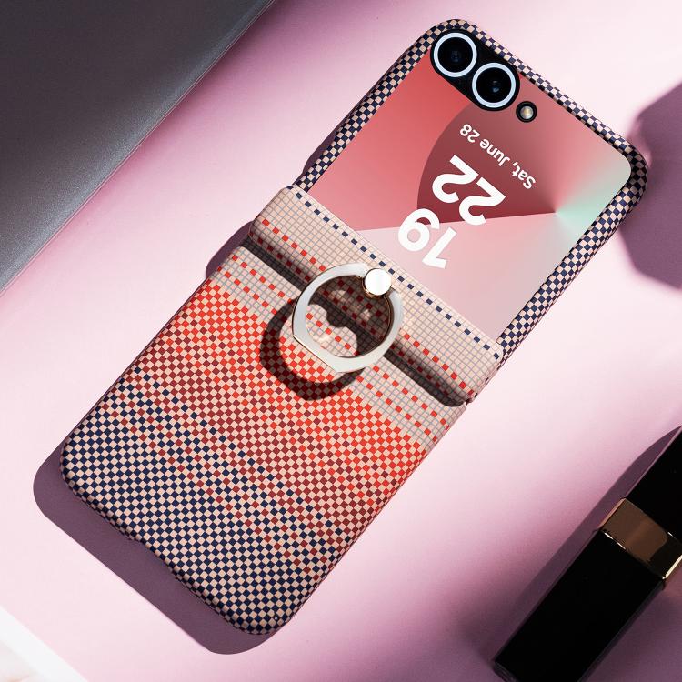 Rainbow Plaid Shell-Film Integrated Shockproof Phone Case, For Samsung Galaxy Z Flip7 5G, For Samsung Galaxy Z Flip6 5G, For Samsung Galaxy Z Flip5 5G