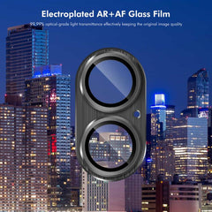 ENKAY Anti-reflection Camera Lens Brushed Aluminium Alloy Tempered Glass Film, For iPhone 17