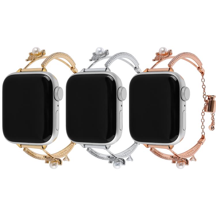 Copper-Inlaid Bear Zircon Bracelet Watch Band, For Apple Watch 46mm / 49mm / 45mm / 44mm, For Apple Watch 42mm / 41mm / 40mm / 38mm