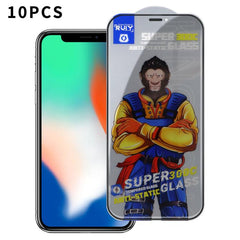 10pcs Armor 300C Ultra-Curved Anti-Static Anti-Dust Silk-Screened Privacy Tempered Glass Film, For iPhone X, For iPhone 17e / 16e