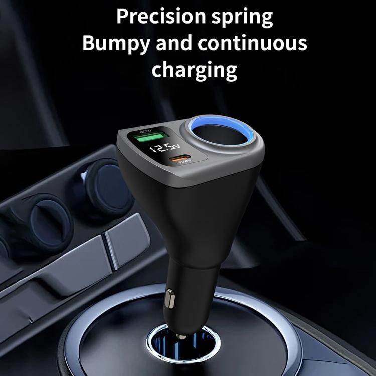 K29 3 in 1 Cigarette Lighter Socket Splitter Fast Charging Digital Display Car Charger