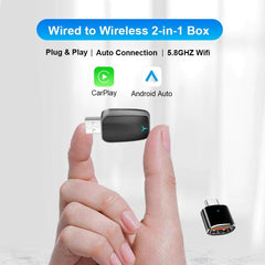 M34 CarPlay / Android Auto Vehicles 2 in 1 AI Box Wireless Car Adapter, M34