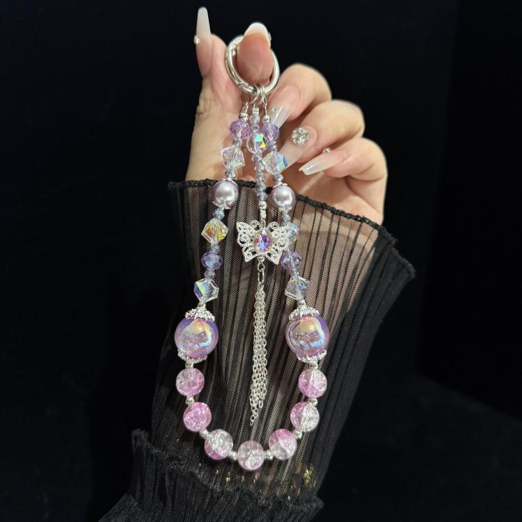 Butterfly Tassel Gold Leaf Beaded Phone Chain
