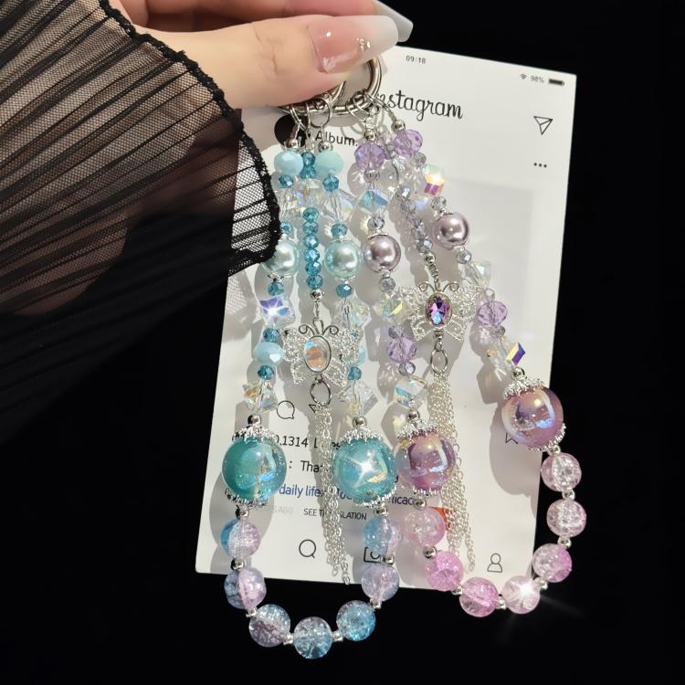 Butterfly Tassel Gold Leaf Beaded Phone Chain