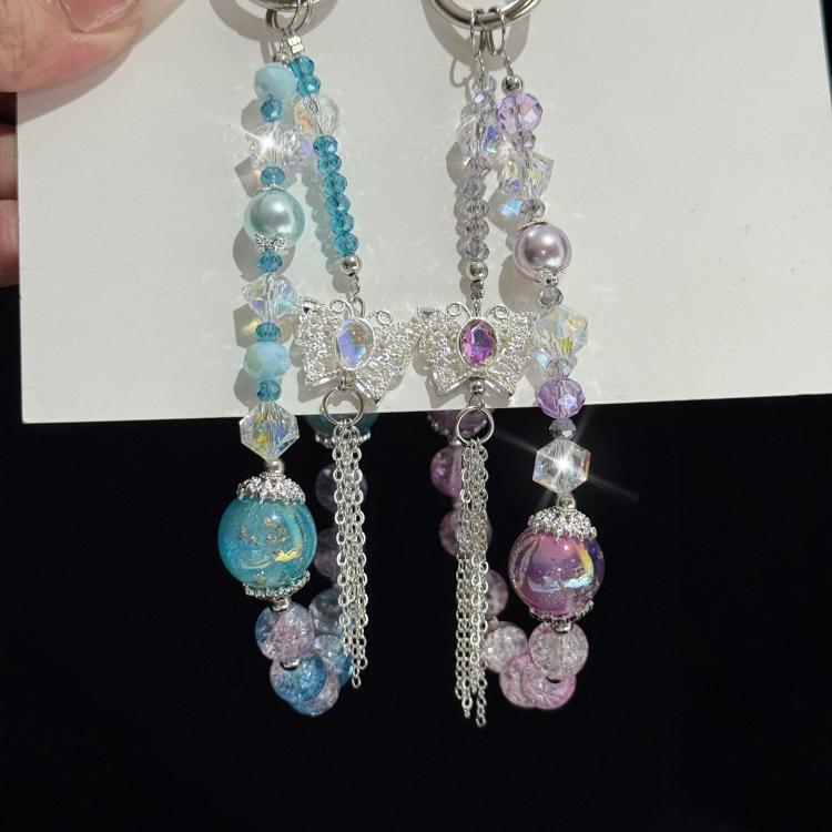 Butterfly Tassel Gold Leaf Beaded Phone Chain