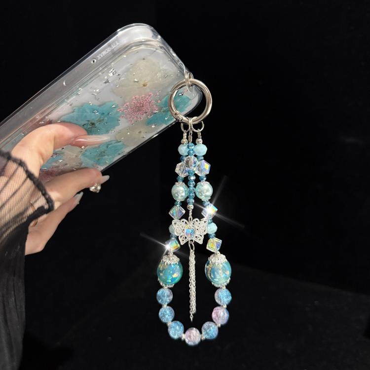Butterfly Tassel Gold Leaf Beaded Phone Chain