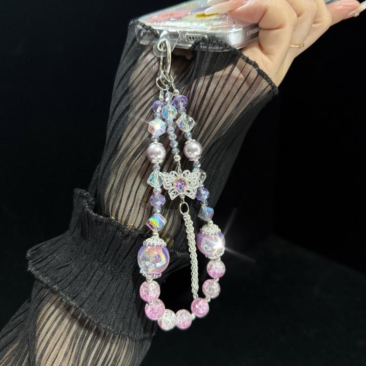 Butterfly Tassel Gold Leaf Beaded Phone Chain
