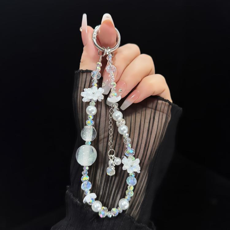 Gourd Tassel Crystal Phone Chain, White, Pink, Purple