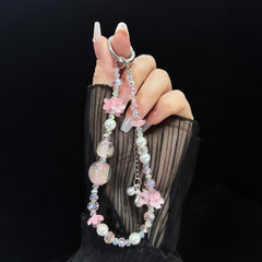 Gourd Tassel Crystal Phone Chain, White, Pink, Purple
