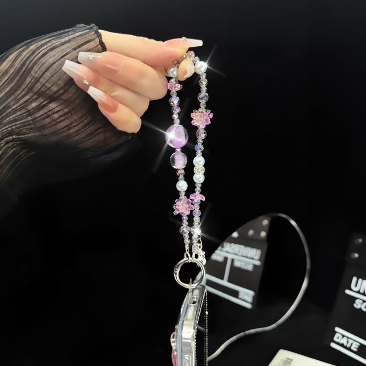 Gourd Tassel Crystal Phone Chain, White, Pink, Purple