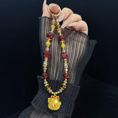 Lucky Cat Pendant Crystal Necklace