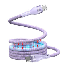 ENKAY PD100W Type-C to Type-C Magnetic Self-Coiling Braided Charging Data Cable, 1m, 1.5m, 2m
