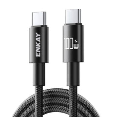 ENKAY PD100W USB-C / Type-C to Type-C Nylon Braided Fast Charging Cable with E-Marker Chip, 1m, 2m