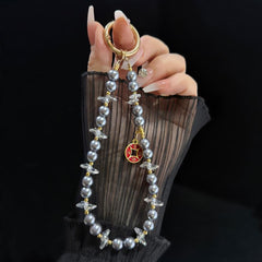 Dainty Alloy Tag Pearl Beaded Phone Chain