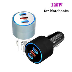 TE-P68 125W PD65W Type-C x 2 + USB Buck Boost Car Charger Suitable for Laptops, TE-P68 125W