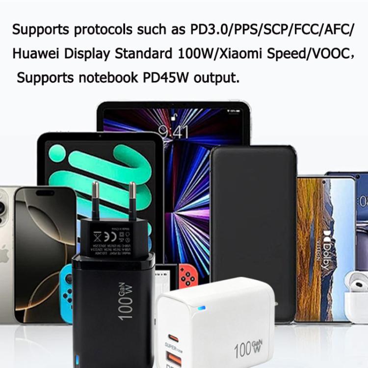 PD47 GaN PD45W Type-C + QC3.0 USB Charger with Type-C to Type-C / 8-Pin Data Cable, US Plug, US Plug