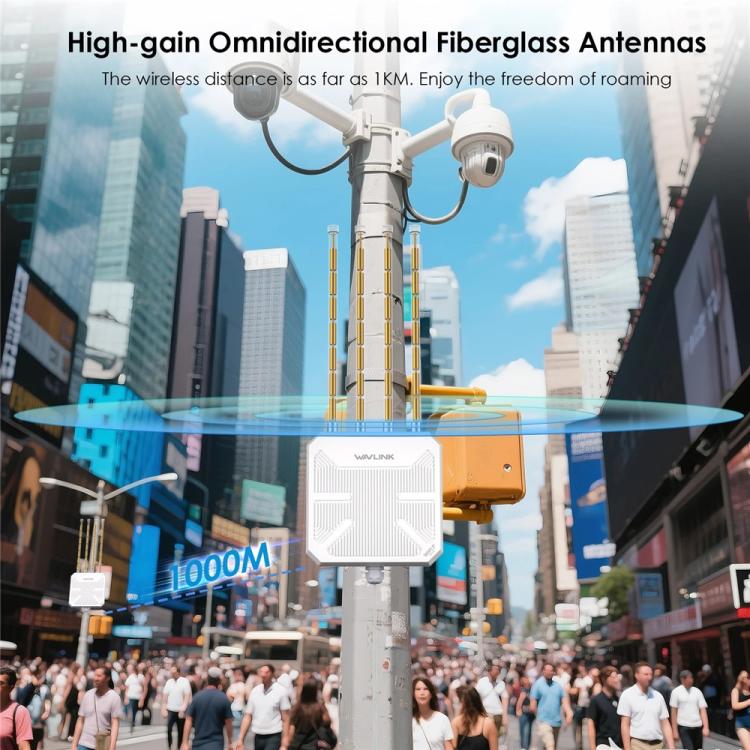 WAVLINK BE5100 WN573HBE2 With 8dBi High Gain Antenna IP67 Waterproof WiFi 7 Outdoor Router, US Plug, EU Plug, UK Plug, AU Plug