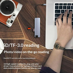 HC-75LC 4K HD PD100W Charging Gigabit Ethernet 7 in 1 USB-C Hub with USB 3.0 SD / TF Card Reader, HC-75LC