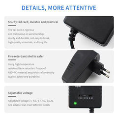 Voltage Adjustable universal power adapter 110 220V to 12V 3V 4.5V 6V 7.5V 9V AC DC adapter 3A Max 12 Volt power supply adaptor, US, EU