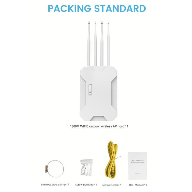 HW1800S WiFi 6 Outdoor Wireless Access Point 1800Mbps Waterproof  Dual Band Gigabit Router, US Plug, EU Plug, UK Plug, AU Plug