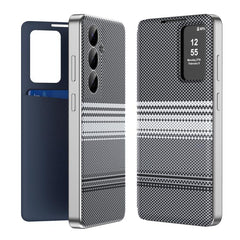 Rainbow Plaid Pattern Smart View Vegan Leather Phone Case, For Samsung Galaxy S24 5G, For Samsung Galaxy S23 FE 5G, For Samsung Galaxy S23 Ultra 5G, For Samsung Galaxy S22 Ultra 5G