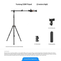 YUNTENG VCT-5288 Overhead 360 Degree Adjustable Crossbar Tripod 205cm Extended Tripod, VCT-5288