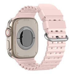 Ocean Perforated Silver Buckle Breathable Silicone Watch Band, For Apple Watch 46mm / 49mm / 45mm / 44mm
