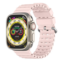 Ocean Perforated Silver Buckle Breathable Silicone Watch Band, For Apple Watch 46mm / 49mm / 45mm / 44mm