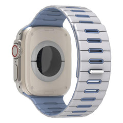 Horizontal Stripes Two Color Magnetic Silicone Watch Band, For Apple Watch 46mm / 49mm / 45mm / 44mm