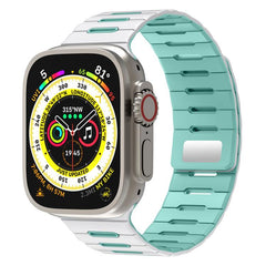 Horizontal Stripes Two Color Magnetic Silicone Watch Band, For Apple Watch 46mm / 49mm / 45mm / 44mm