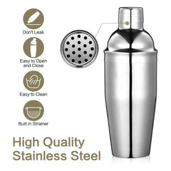 Stainless Steel Cocktail Set 750ml Shaker and Cocktail Tools, 7-Piece Set
