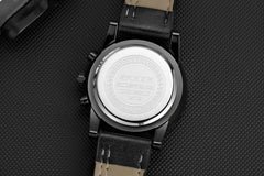 SANDA 5009 Business Fashion Three Eye Six Needle Casual Leather Waterproof Men Quartz Watch