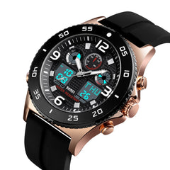 SKMEI 1538 Multi-Function Time Large Dial Steel Belt Men  Casual Sports Electronic Watch