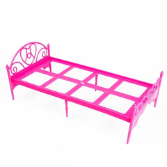 Mini Beautiful Plastic Bed Bedroom Furniture for Dolls Dollhouse Random Color Delivery, Plastic Bed