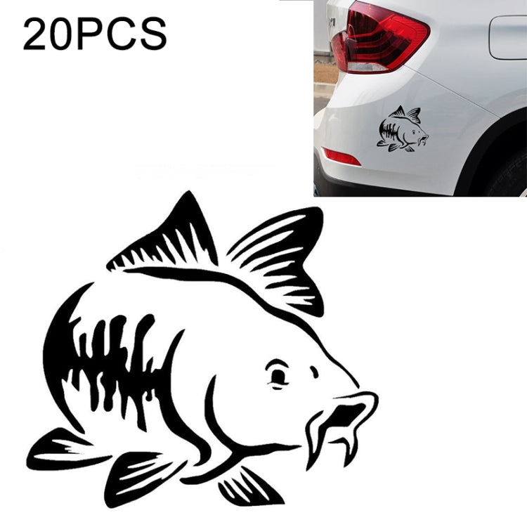 20 PCS Carp Fish Shape Window Car Sticker Reflective Car Styling Decoration, Carp Fish